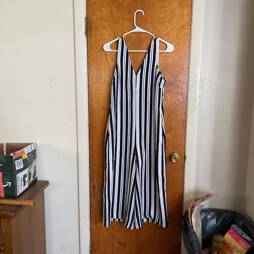Striped V Neck Jumpsuit